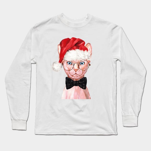 Christmas Sphynx Long Sleeve T-Shirt by bignosework